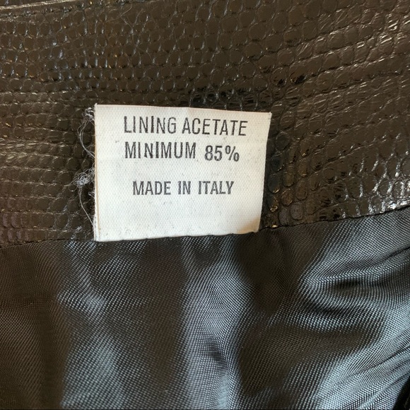 VINTAGE Black Crocodile 100% Italian Leather Multi Zipper Mini Skirt size 4 - Picture 6 of 7